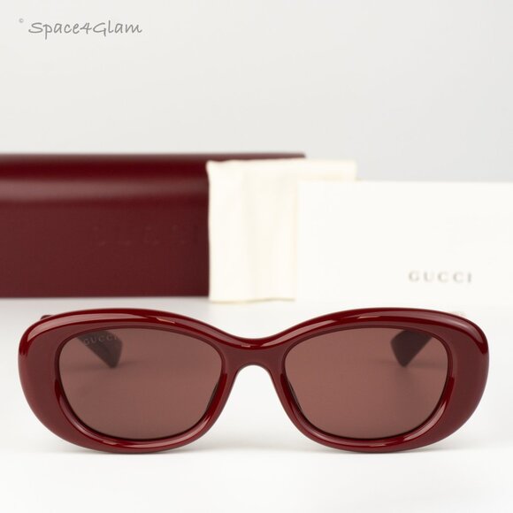 Gucci Women Sunglasses Burgundy Red Oval GG1829SK 003 NEW AUTHENTIC main image 4